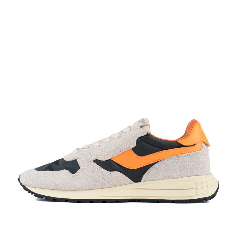 Autry White And Orange Suede And Nylon Reelwind Low Sneakers