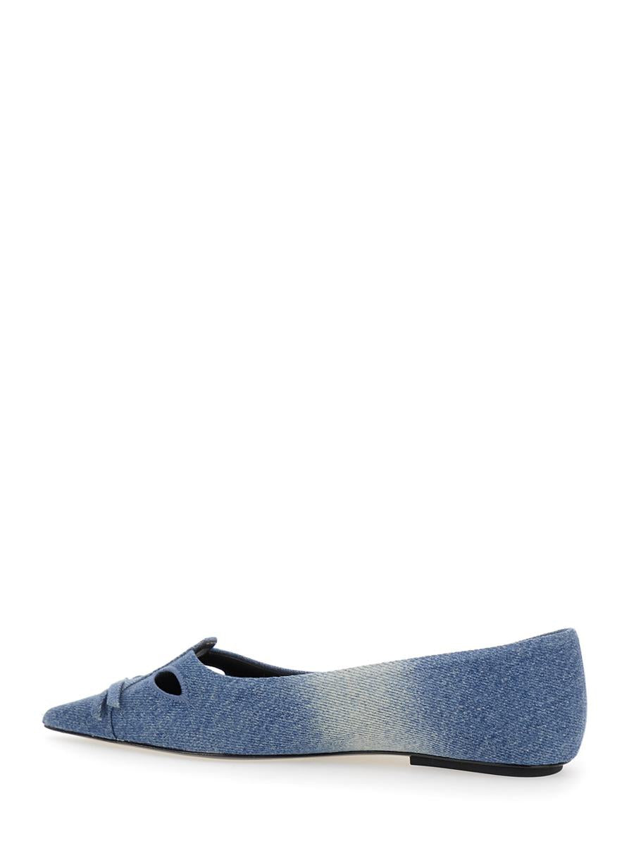 'The Kat' Blue Ballerinas With Cut-Out Detail And Bow On The Front In Cotton Woman