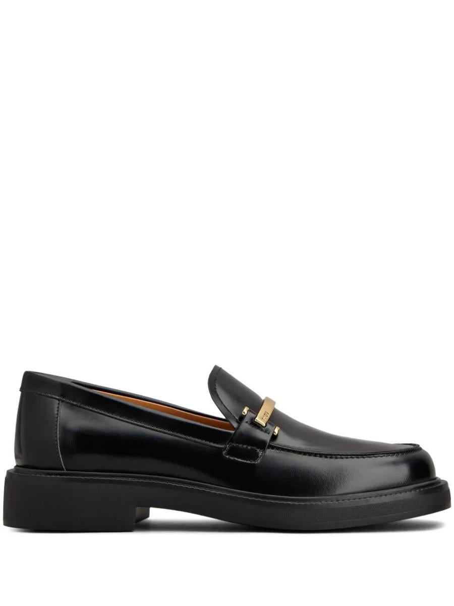 Tod'S Leather Loafers With Metal Bar Shoes