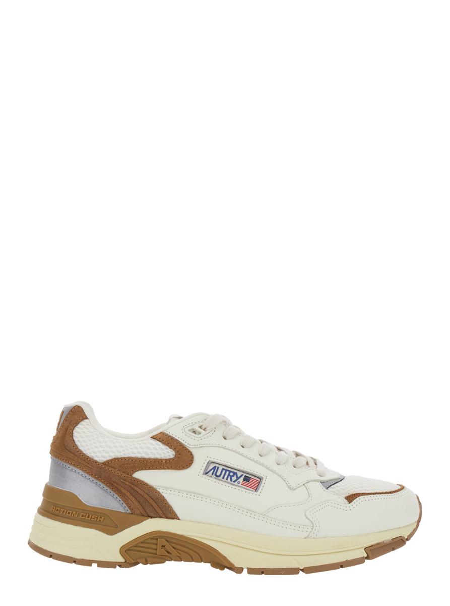 'Hyperway' Beige Low Top Sneakers With Logo Patch On Tongue And Side In Tech Fabric Man