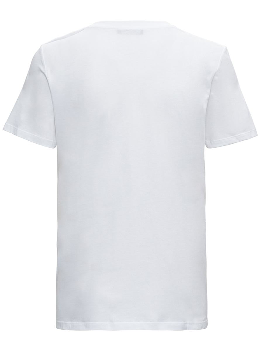 White Crewneck T-Shirt With Logo Print And Golden Buttons In Jersey Woman