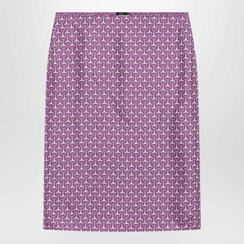 Gucci Pink Pencil Skirt With Horsebit Print