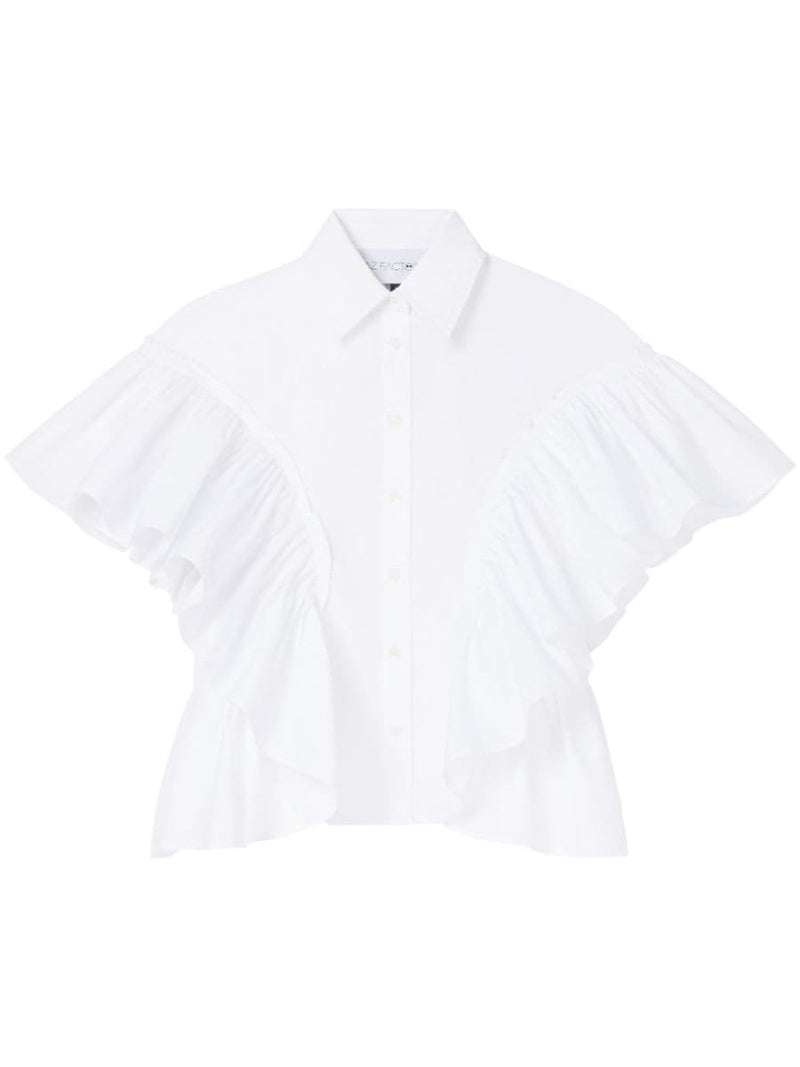 Az Factory X Lutz Huelle Ruffled Sleeves Cotton Shirt