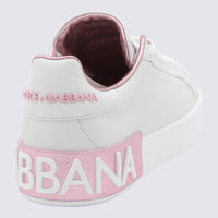 Dolce & Gabbana White And Pink Leather Sneakers