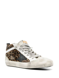 Golden Goose "Mid Star" Horsy Upper Suede Toe And Spur Leather Star And Heel Laminated Wave Shoes