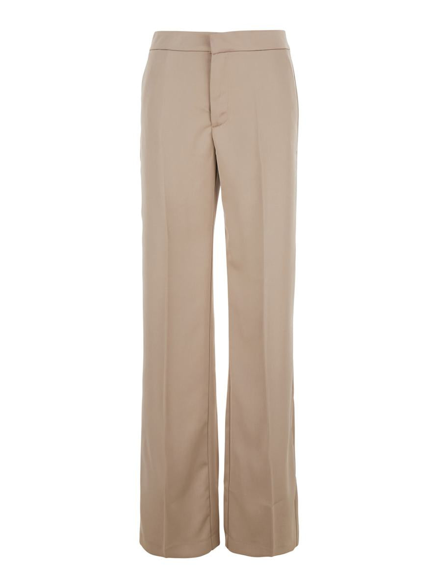 Beige Pants With Pences On The Front In Tech Fabric Woman