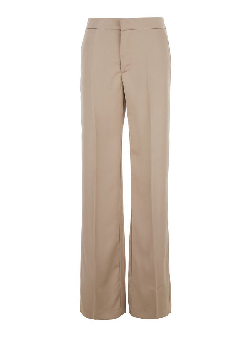 Beige Pants With Pences On The Front In Tech Fabric Woman