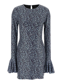 Mini Blue Backless Dress With All-Over Sequins Woman