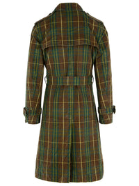 Burberry 'Check' Dark Green Cotton Trench Coat
