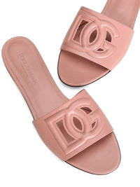 Dolce & Gabbana Dg Millennials Logo Leather Flat Slides Shoes