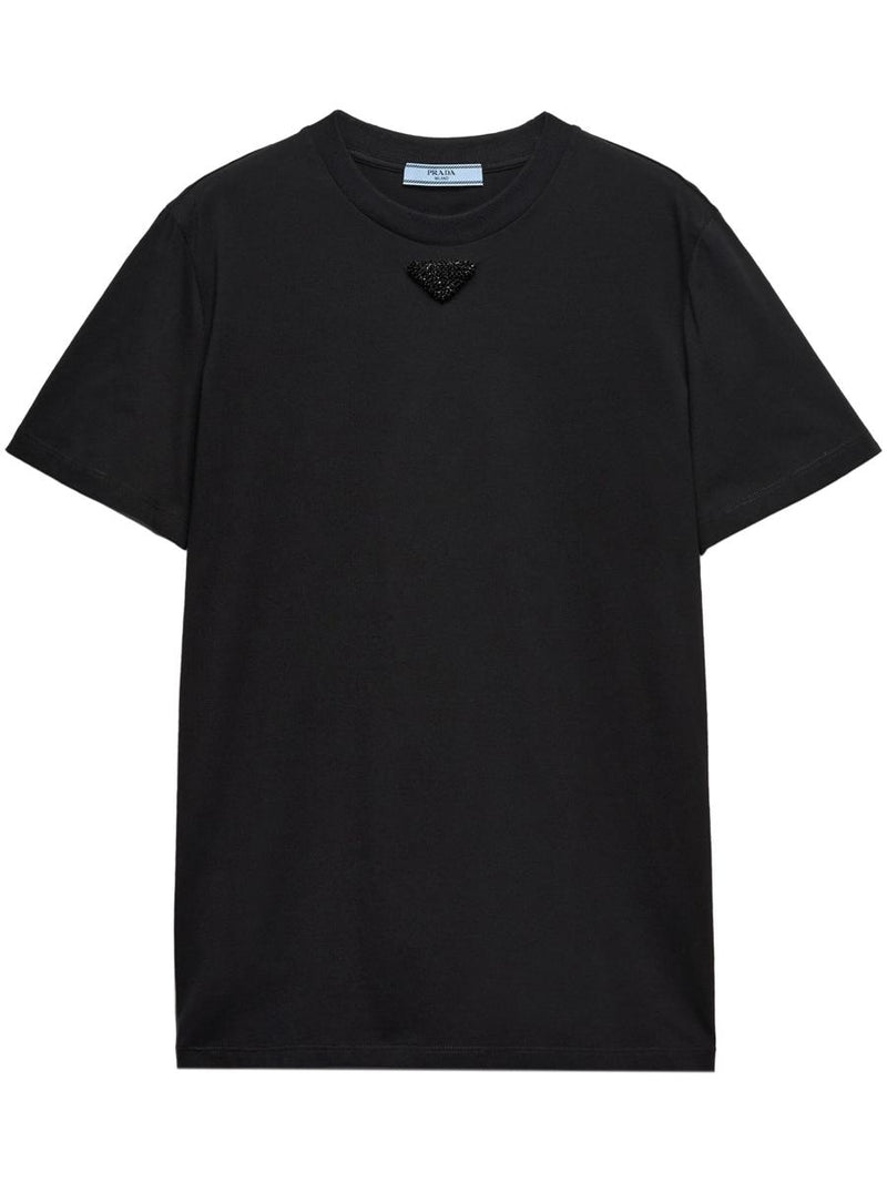 Prada Embroidered-Triangle Jersey T-Shirt