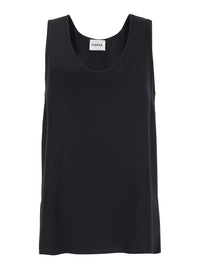 Black Sleeveless Top With Round Neck In Tech Fabric Woman