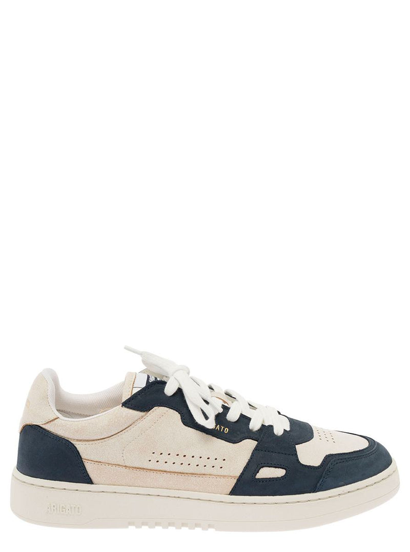 'Dice Lo' Blue And White Low Top Sneakers With Logo Detail In Leather Man