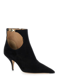 'Agia' Black Ankle Boots With Cut-Out Detail And Stiletto Heel In Suede Woman