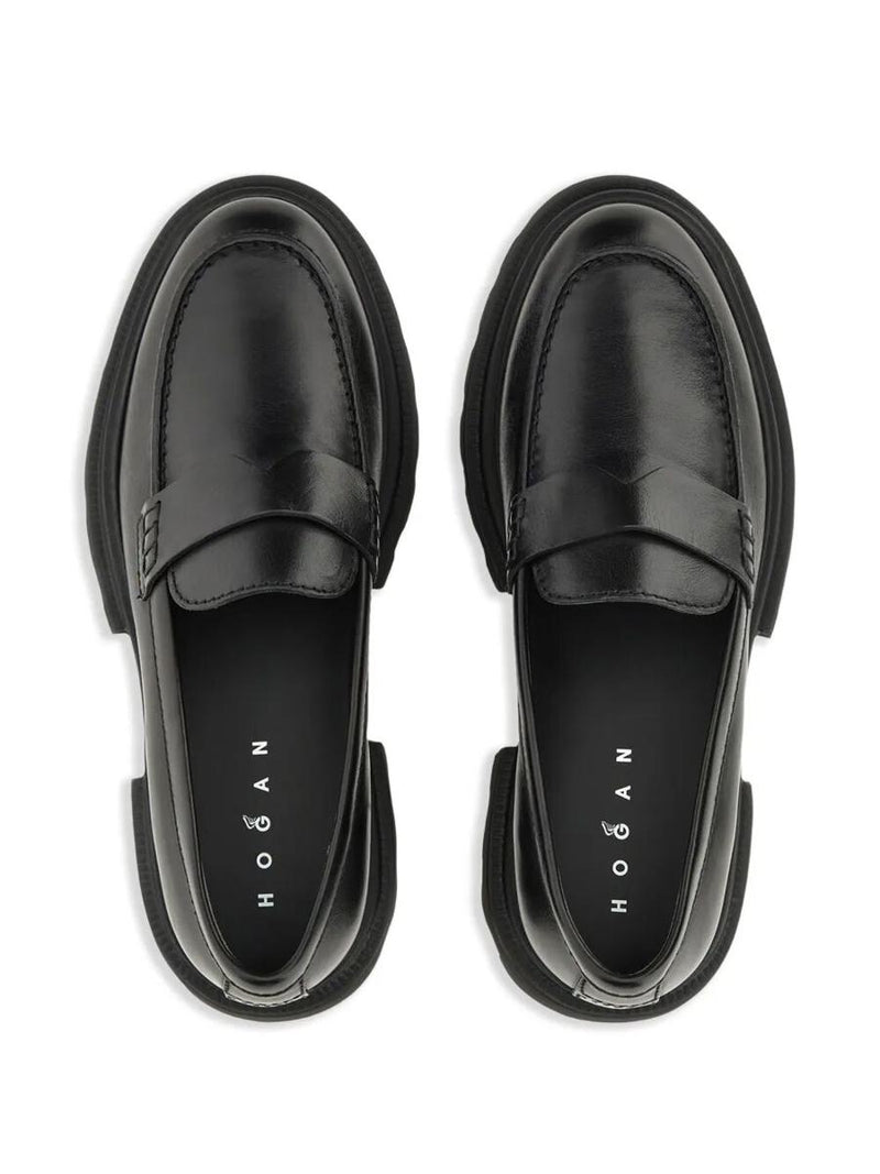 Hogan 10-Storey Smooth Leather And Workwear Sole Loafers Shoes