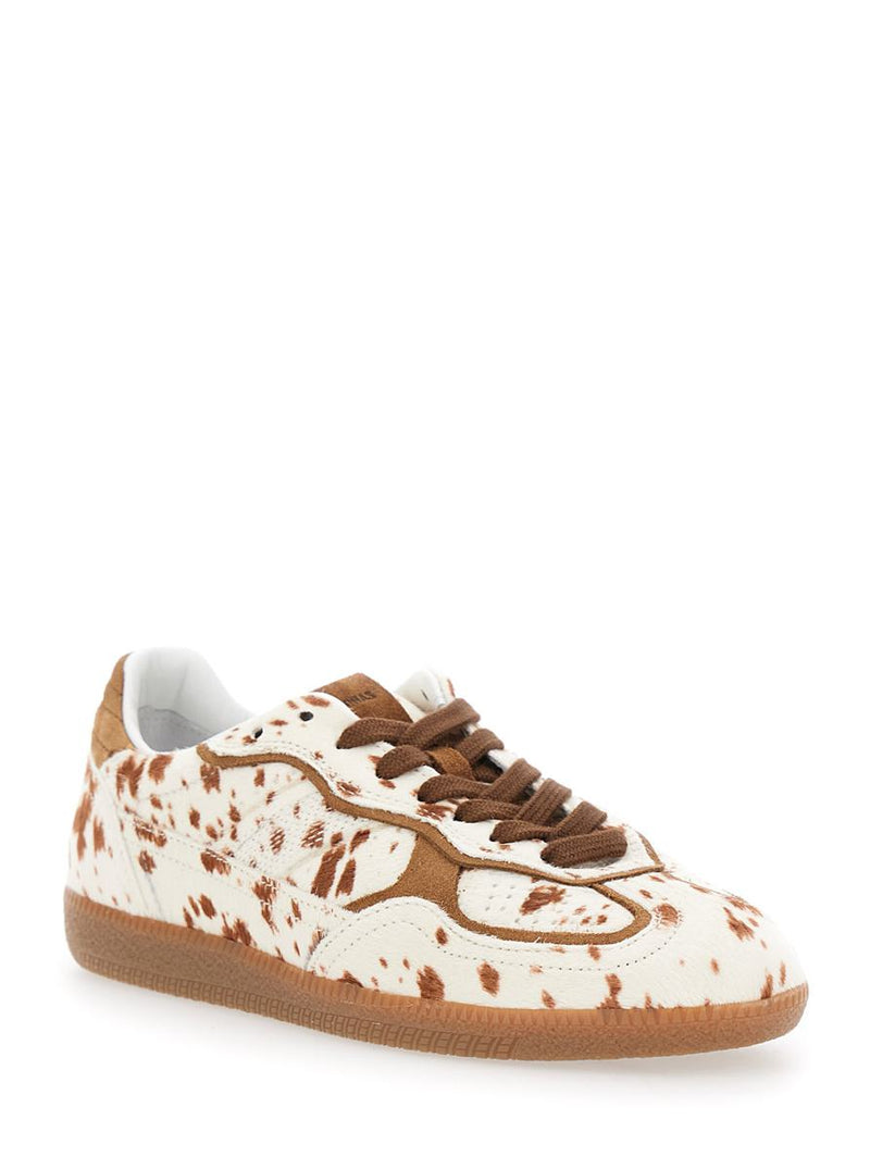 'Tb.490' Brown Low Top Sneakers With Embossed Logo On The Side And Perforated Details In Leather Woman