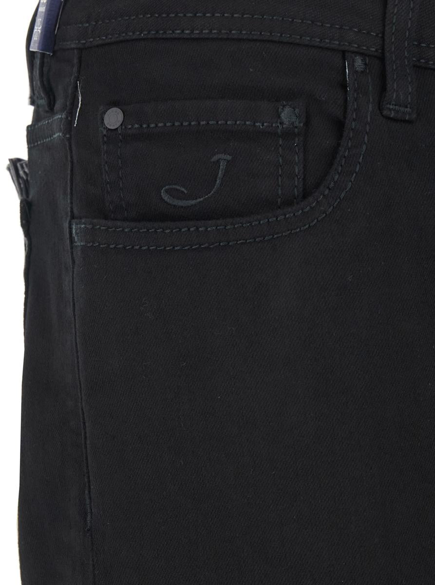 'Bard' Black Jeans With Belt Loops And Logo Patch On The Rear In Denim Man