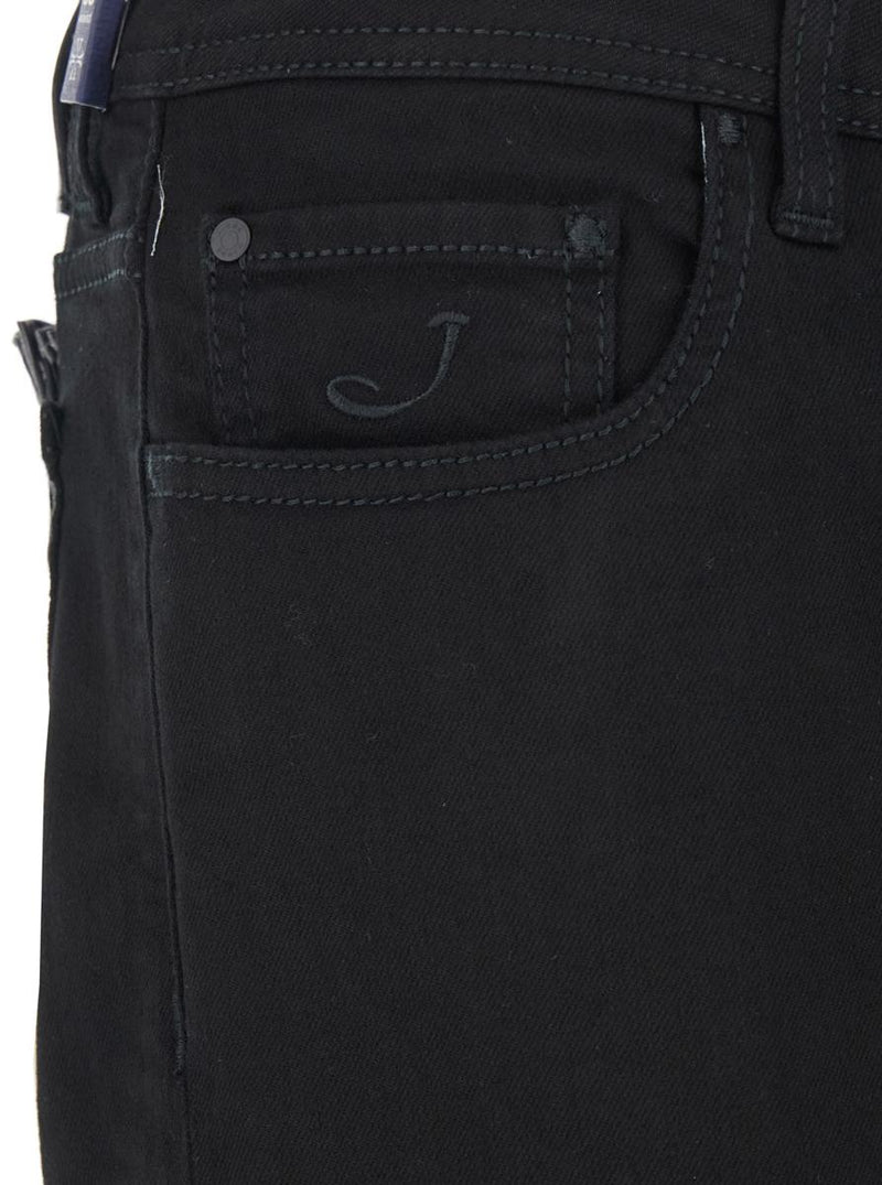'Bard' Black Jeans With Belt Loops And Logo Patch On The Rear In Denim Man