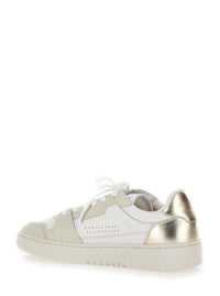 'Dice Lo' White Sneakers With Logo Detail And Metallic Heel Tab In Suede And Leather Woman