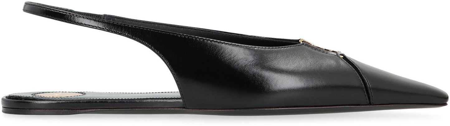 Saint Laurent Babylone Pointy-Toe Slingback Ballet Flats