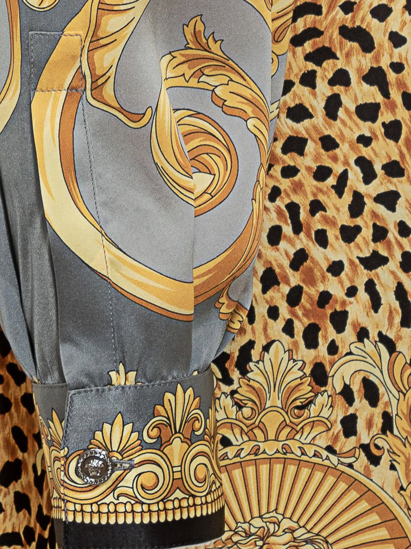 Versace Versace Baroque Silk Animalier Short Dress