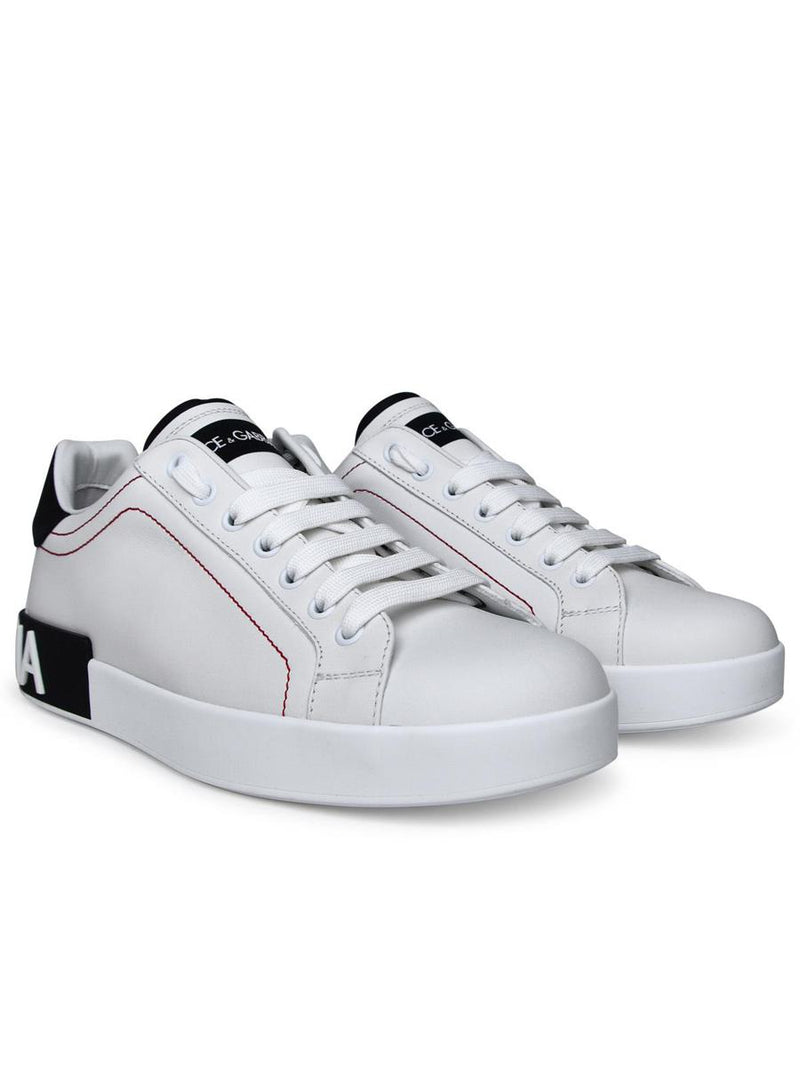 Dolce & Gabbana Portofino White Leather Sneakers