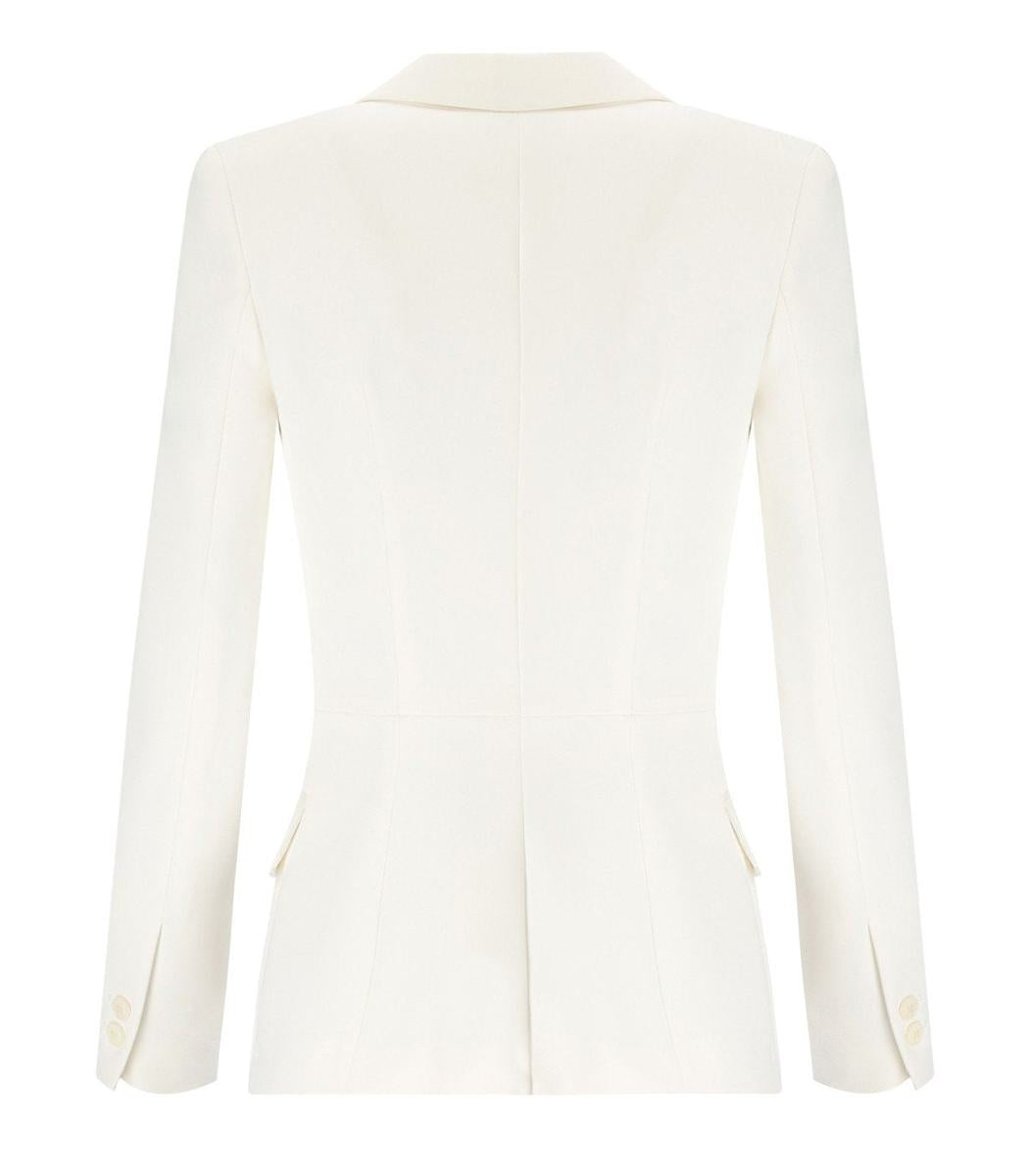 Elisabetta Franchi Ivory Crepe Double-Breasted Jacket