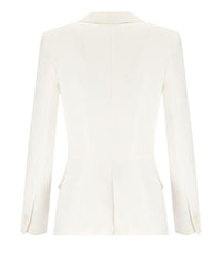 Elisabetta Franchi Ivory Crepe Double-Breasted Jacket