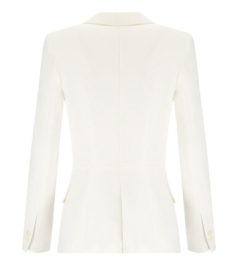 Elisabetta Franchi Ivory Crepe Double-Breasted Jacket