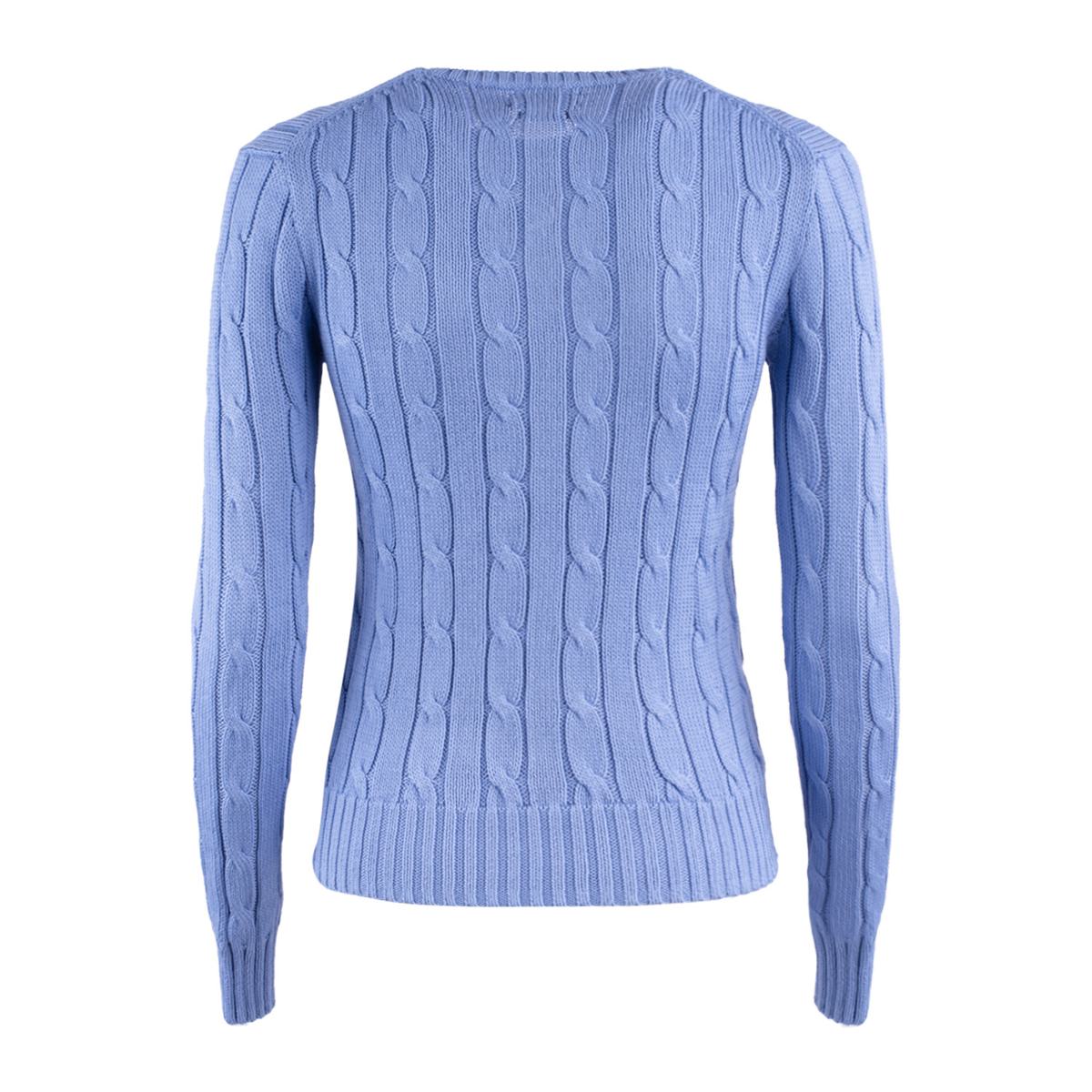 Ralph Lauren Cotton Cable-Knit Crew Neck Sweater New Blue Litchfield