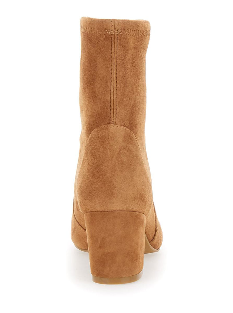 'Yuliana' Beige Ankle Boots With Medium Block Heel In Ecoleather Woman