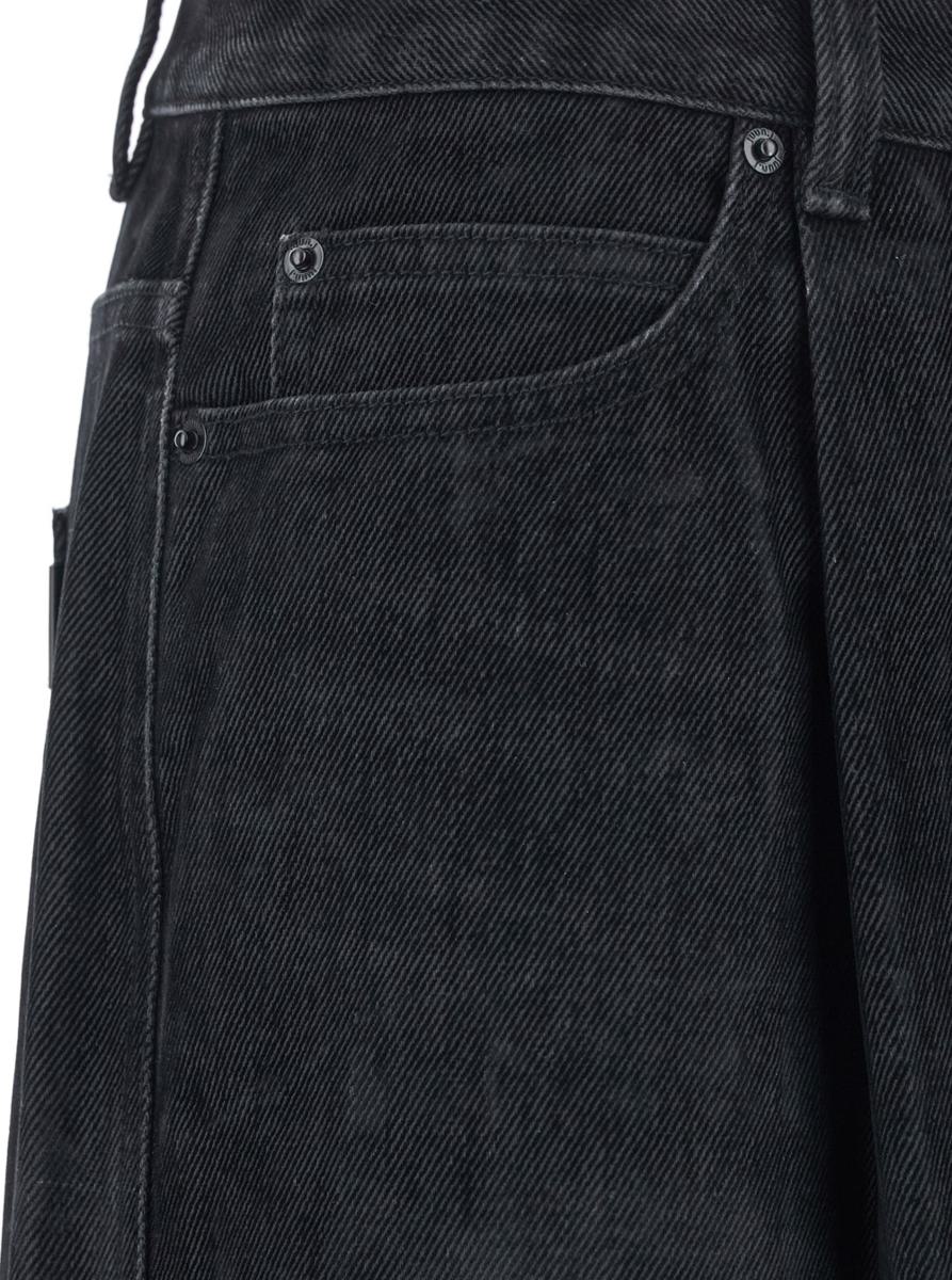 Black Jeans With Faded Effect And Wide Legi N Denim Man