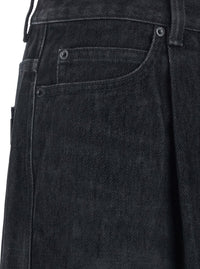 Black Jeans With Faded Effect And Wide Legi N Denim Man