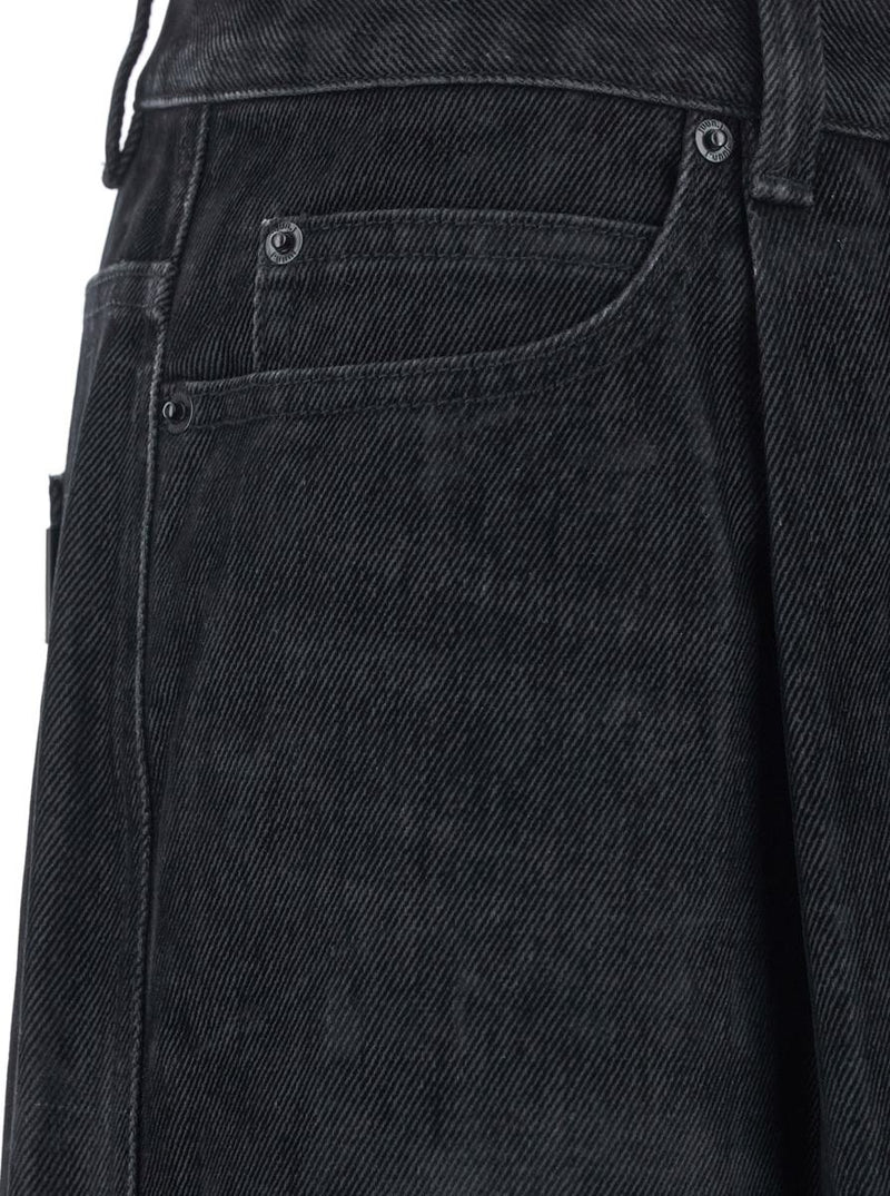 Black Jeans With Faded Effect And Wide Legi N Denim Man