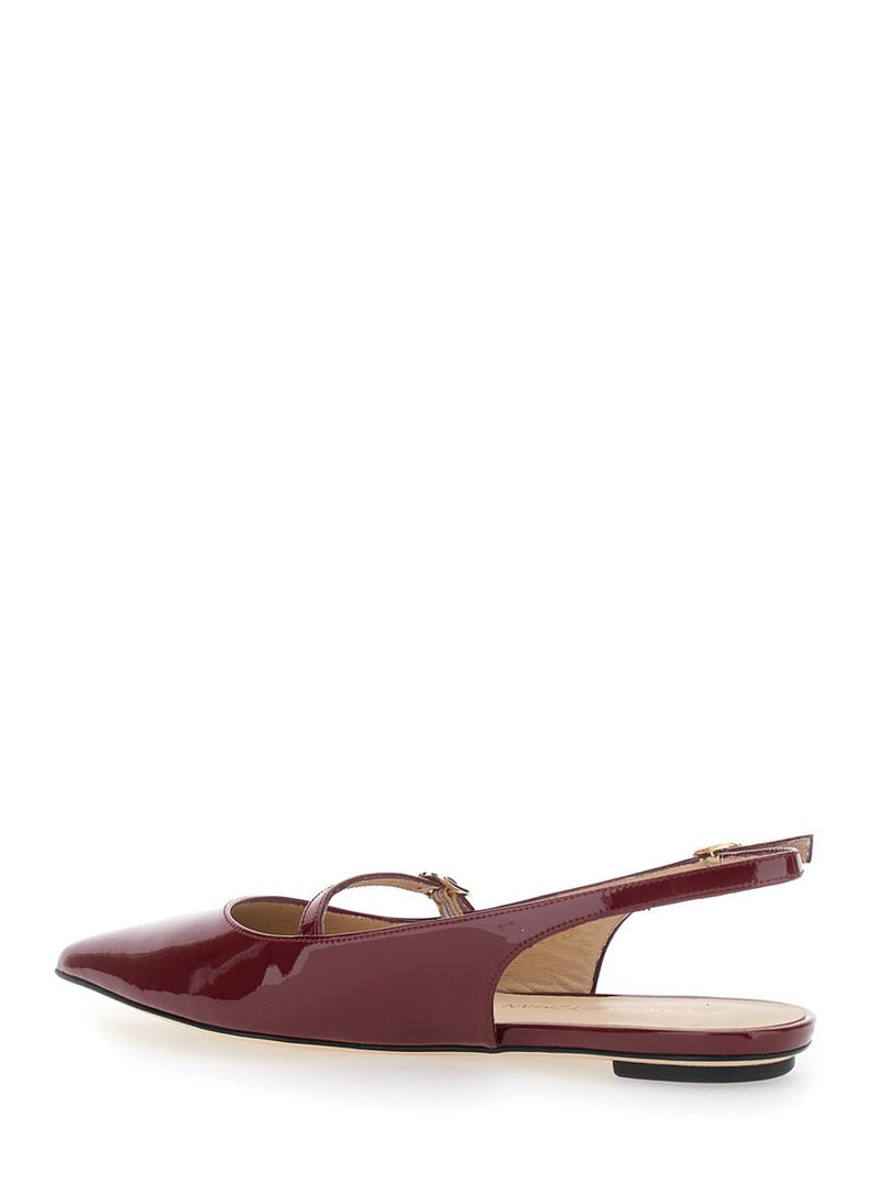 'Emilia' Bordeaux Slingback Sandals With Adjustable Strap Closure In Patent Leather Woman