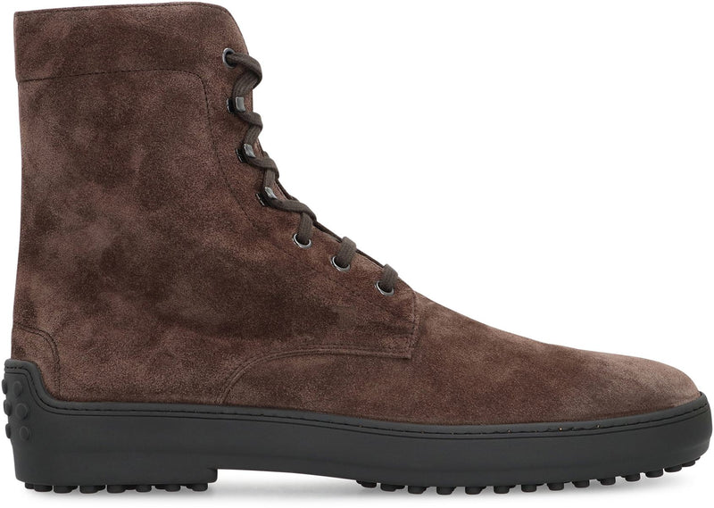 Tod'S Lace-Up Suede Ankle Boots