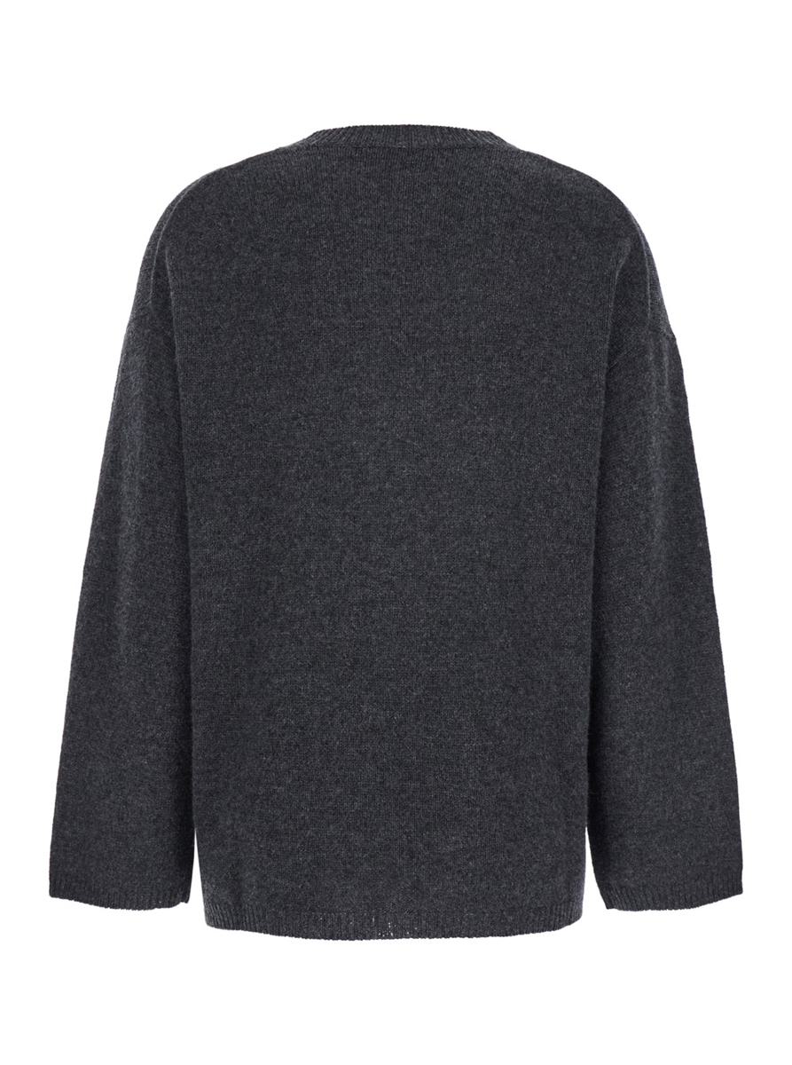 Grey Relaxed Crewneck Sweater In Cashmere Woman