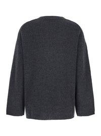 Grey Relaxed Crewneck Sweater In Cashmere Woman
