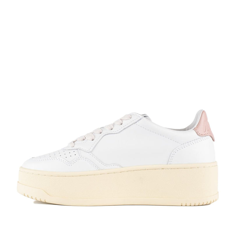 Autry Medalist Platform Sneakers In Leather Color White And Powder Pink