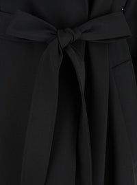 Black Double-Breasted Trench Coat With Matching Belt In Cady Woman