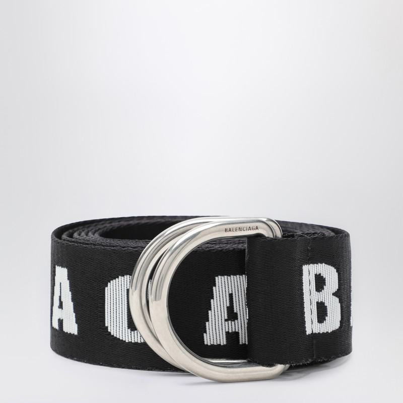 Balenciaga D-Ring Belt In And White Canvas