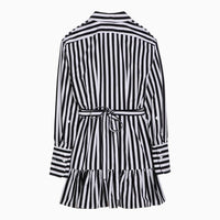 Patou Black/White Striped Mini Chemisier Dress