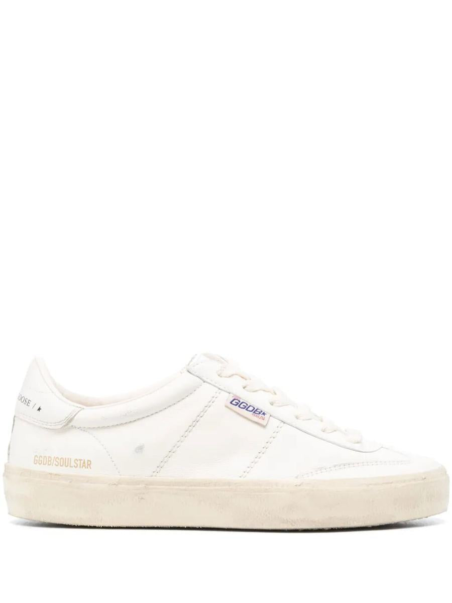 Golden Goose Soul Star Sneakers In White Nappa With White Leather Heel Tab Shoes