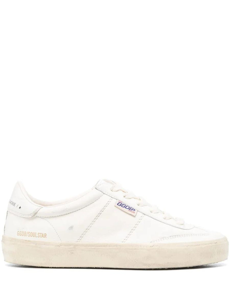 Golden Goose Soul Star Sneakers In White Nappa With White Leather Heel Tab Shoes