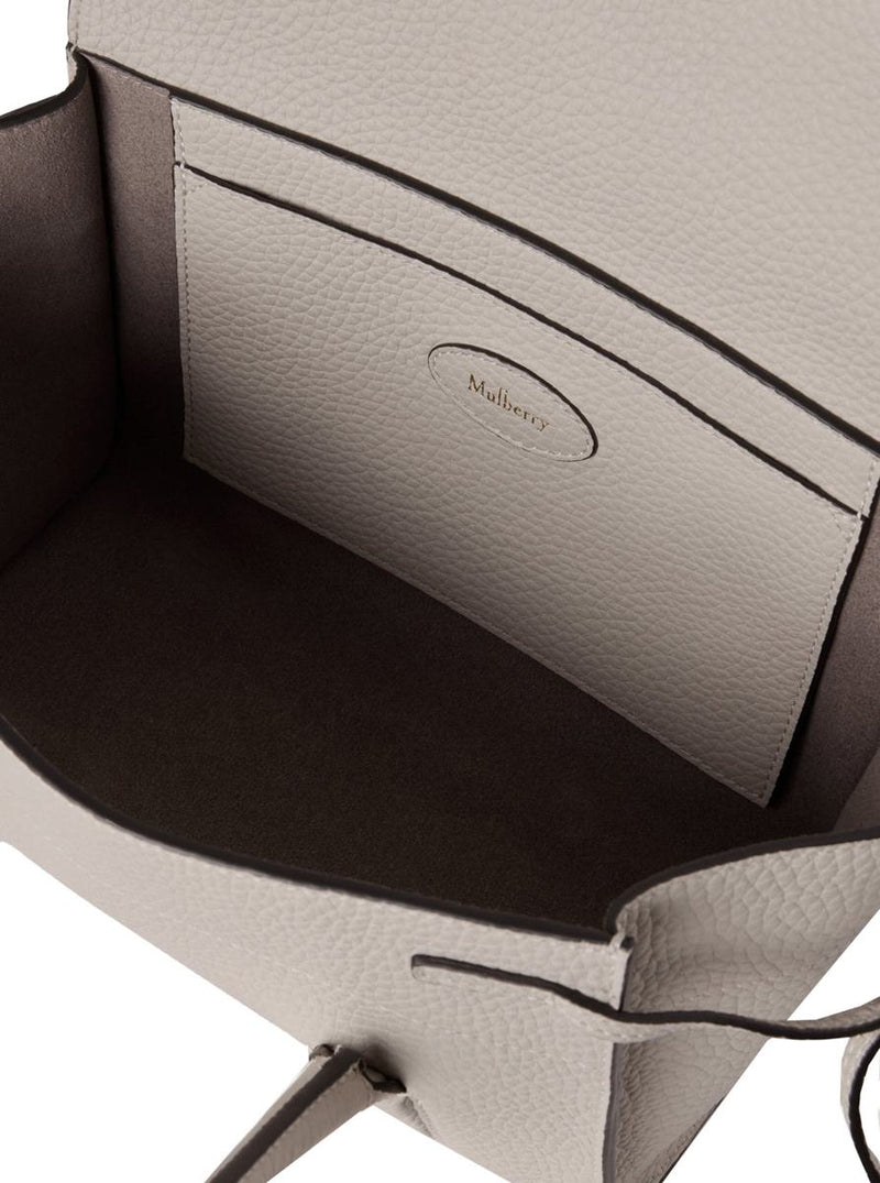 'Mini Bayswater' Beige Shoulder Bag With Laminated Logo In Leather Woman