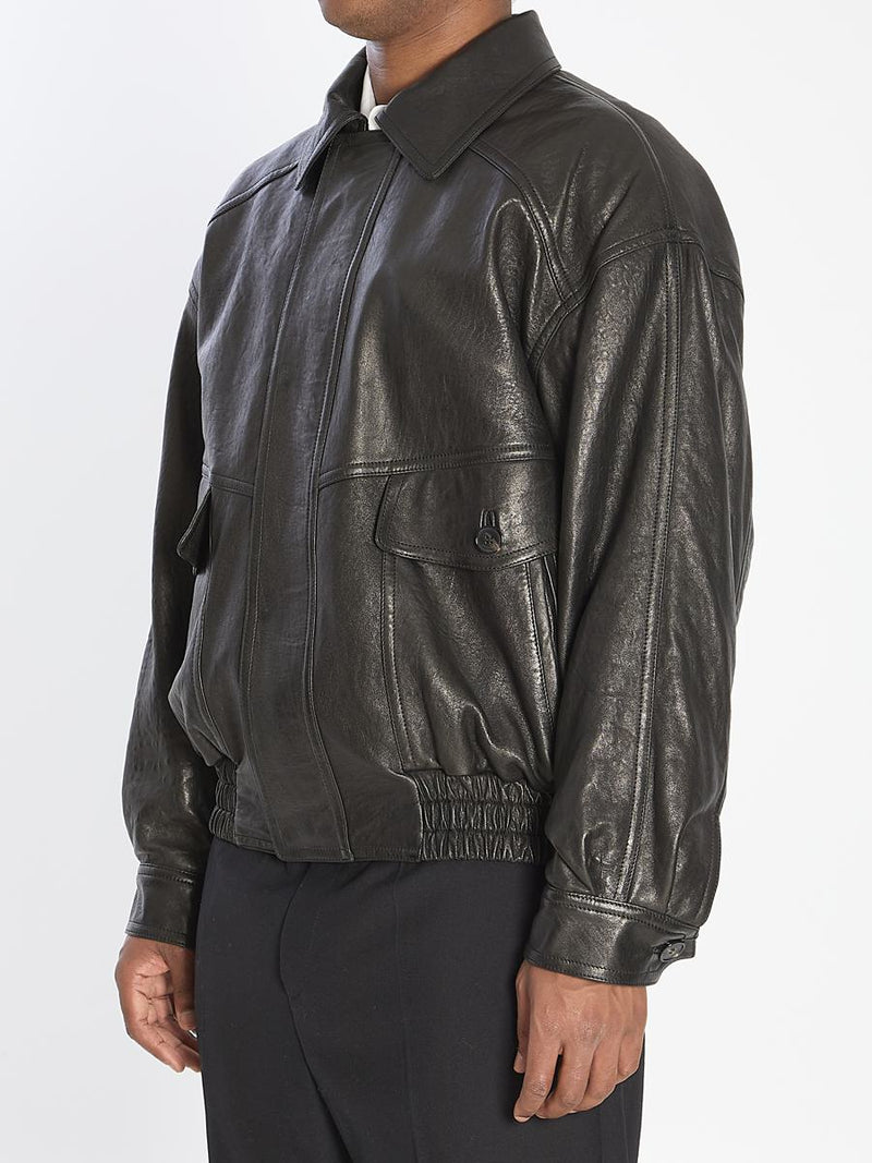 Balloon Bomber Jacket In Lambskin Leather