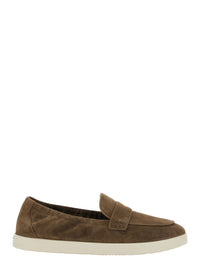 Brown Loafers With Logo Plaque On The Front And Slip-On Design In Suede Woman