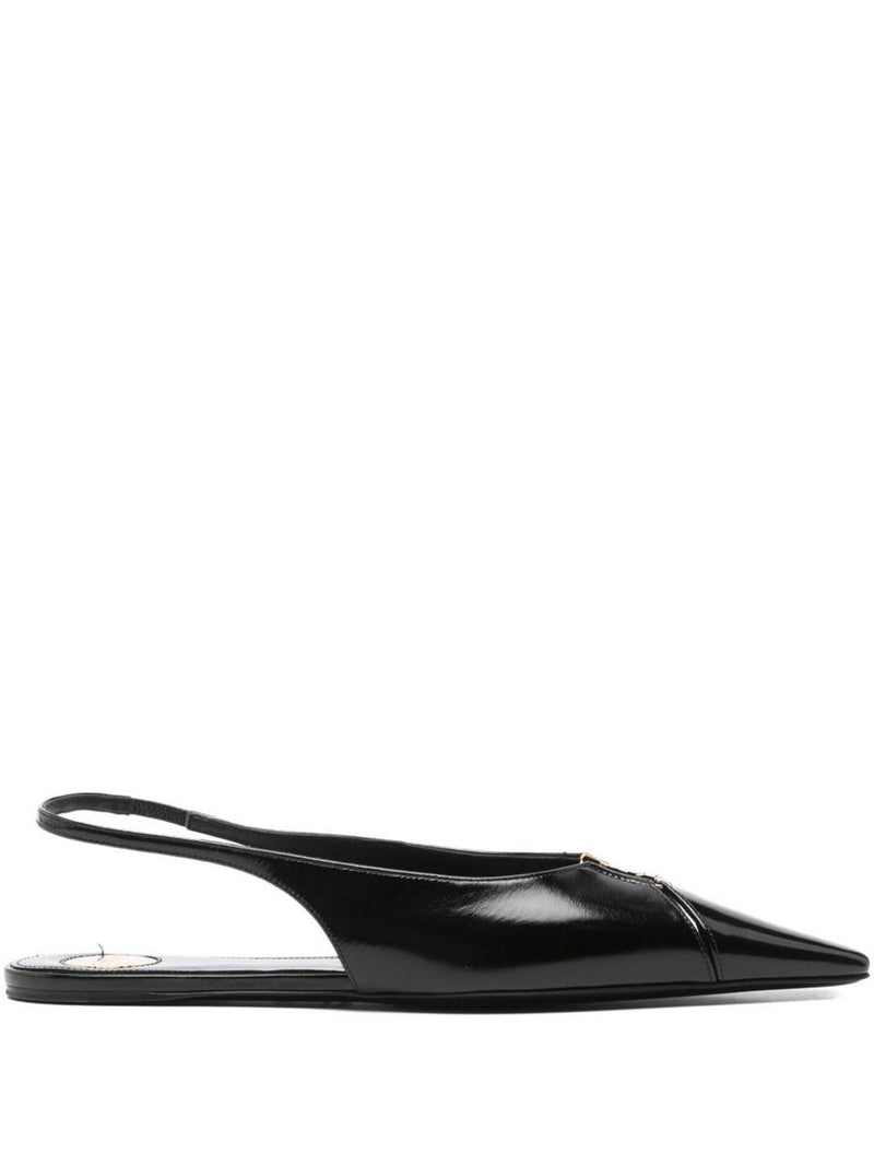 Saint Laurent Babylone Leather Slingback Ballets