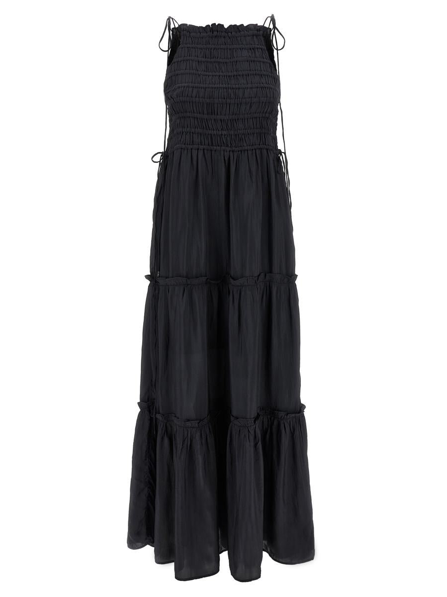 Ganni 'Black Smock Tie' Dress
