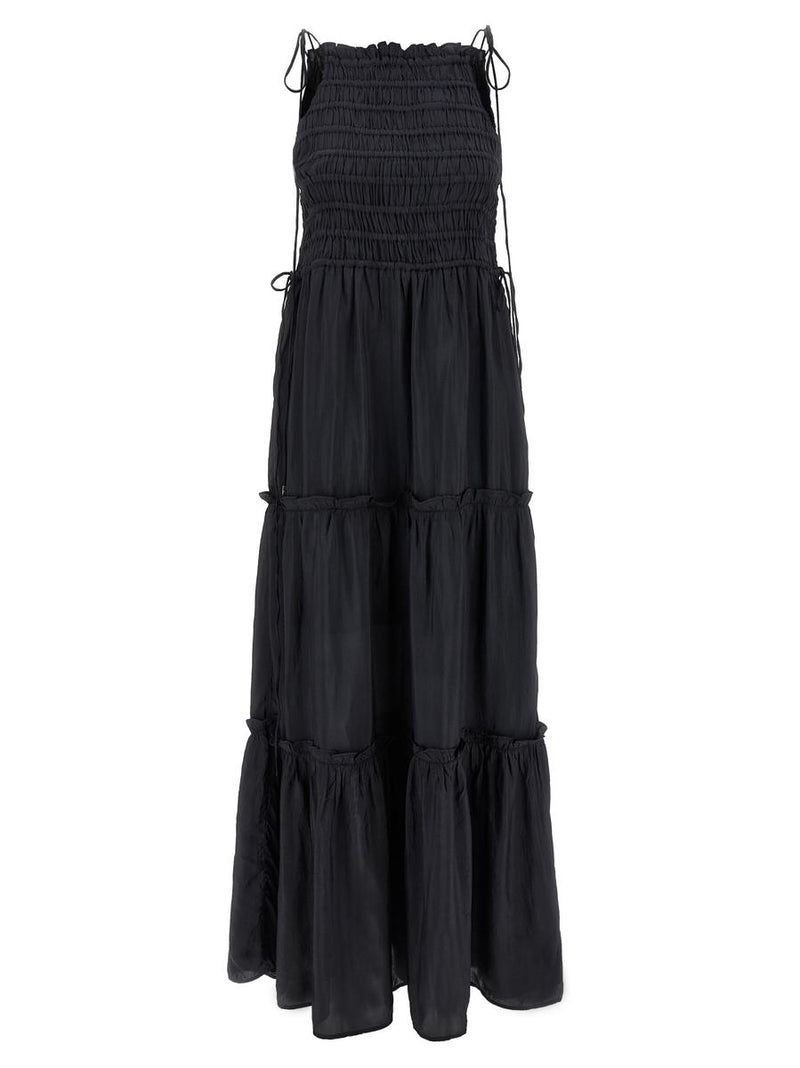 Ganni 'Black Smock Tie' Dress